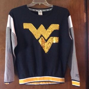 PINK brand WVU sequin crew neck